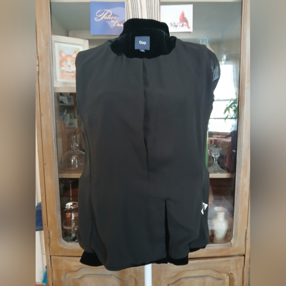 Gap Silk Black Stand Collar Blazer - 12 - Picture 6 of 9